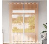 vidaXL Rideaux en voile avec œillets 2 pcs terre cuite, rideau en filet, rideau transparent, voile de fenêtre, traitement de 4102141 Beige