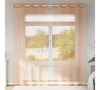 vidaXL Rideaux en voile avec œillets 2 pcs terre cuite, rideau en filet, rideau transparent, voile de fenêtre, traitement de 4102140 Beige