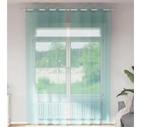 vidaXL Rideaux en voile avec œillets 2 pcs turquoise, rideau en filet, rideau transparent, voile de fenêtre, traitement de 4102147 Vert
