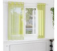 vidaXL Rideaux en voile transparent avec œillets 2 pcs Vert pomme 140x175 cm