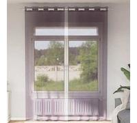 vidaXL Rideaux en Voile avec œillets 2 pcs Violet 140x300 cm, Rideau en Filet, Rideau Transparent, Voile de fenêtre, Traitement de fenêtre