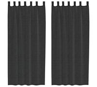 vidaXL Rideaux en Voile avec Passants 2 pcs Noir, Rideau en Filet, Rideau Transparent, Voile de fenêtre, Traitement de fenêtre