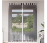 vidaXL Rideaux en voile avec passants 2 pcs noir, rideau en filet, rideau transparent, voile de fenêtre, traitement de 4102260