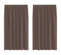 vidaXL Rideaux en Voile avec Passe-tringles 2 pcs Marron, Rideau en Filet, Rideau Transparent, Voile de fenêtre, Traitement de fenêtre