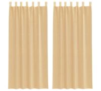 vidaXL Rideaux en Voile avec Passe-tringles 2 pcs Sable, Rideau en Filet, Rideau Transparent, Voile de fenêtre, Traitement de fenêtre