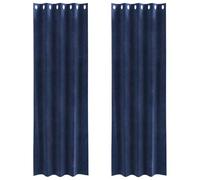 vidaXL Rideaux occultants 2 pcs Bleu foncé 140 x 225 cm Velours, Rideaux en Velours Tendance, occultants et Modernes pour Chambres, Salon, économiseurs d'énergie décoratifs