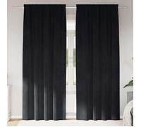 vidaXL Rideaux occultants 2 pcs Noir 140 x 260 cm Velours, Rideaux en Velours Tendance, occultants et Modernes pour Chambres, Salon, économiseurs d'énergie décoratifs