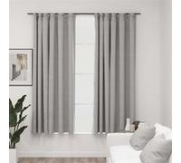 vidaXL Rideaux occultants aspect lin avec crochets 2pcs Gris 140x175cm Gris G