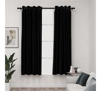 vidaXL Rideaux occultants Aspect lin avec œillets 2 pcs Noir 140x175cm Noir G
