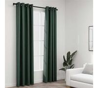 vidaXL Rideaux occultants Aspect lin avec œillets 2 pcs Vert 140x245cm Vert G