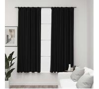 vidaXL Rideaux occultants Aspect lin - Lot de 2 avec crochets, Anthracite 140×175 cm