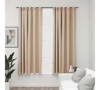 vidaXL Rideaux occultants aspect lin et crochets 2 pcs Beige 140x175cm Beige G