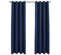 Rideaux occultants avec anneaux en métal 2 pcs Bleu 140x225 cm Bleu G