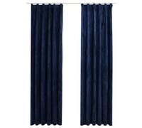 Vidaxl Rideaux Occultants Et Crochet 2pcs Velours Bleu Foncé 140x245cm