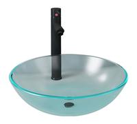 vidaXL Robinet de lavabo de salle de bains Garniture de vidage en verre mat