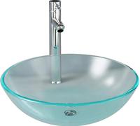 vidaXL Robinet de lavabo de salle de bains Garniture de vidage en verre mat