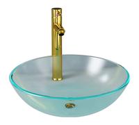 vidaXL Robinet de lavabo de salle de bains Garniture de vidage en verre mat