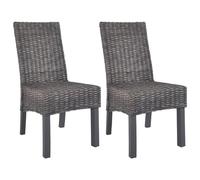vidaXL 2X Chaise de Salle à Manger Rotin Kubu Bois d'acajou Dîner Cuisine