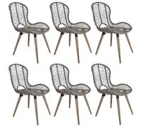 Lot de 6 chaise en rotin empilable non pliable H. 85 cm interieur marron