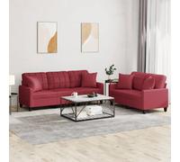 vidaXL 2-delige Loungeset met kussens kunstleer wijnrood3201391 Rouge G