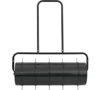 vidaXL Rouleau à gazon avec pinces d'aération à tirer Noir 63 L fer et acier