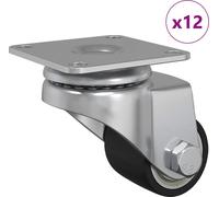 vidaXL Roulettes fixes, lot de 12, argent, 44,1 x 44,1 x 1,95 mm, nylon