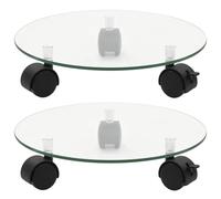 vidaXL Roulettes pour plantes 28 cm rond – Verre trempé, lot de 2, pivot 360° avec frein