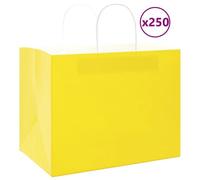 vidaXL Sacs en papier 250 pcs. avec anses jaune 32x22x24 cm