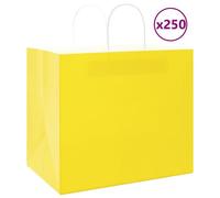 vidaXL Sacs en papier 250 pcs. avec anses jaune 32x22x28 cm