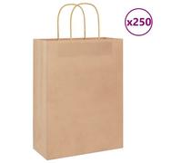 vidaXL Sacs en papier 250 pcs. avec anses Marron 26x12x35 cm