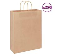 vidaXL Sacs en Papier 250 pcs avec poignées Marron 32x12x42 cm, Sac en Papier, Sac Cadeau en Papier, Sac Cadeau en Papier, Sac