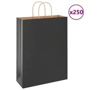 vidaXL Sacs en papier 250 pcs. avec anses Noir 32x12x42 cm