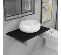 vidaXL Salle de bain 2 pièces - Céramique noir