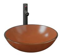 vidaXL Salle de bain lavabo avec robinet et vidage brun