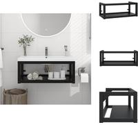 vidaXL Salle de bains bâti-support lavabo mural noir 79x38x31 cm fer - lavabos de salle de bains