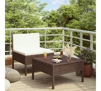 vidaXL Salon 2 pcs Résine tressée - Marron