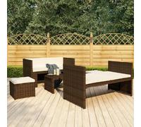 vidaXL Ensemble de salon de jardin 5 pièces avec coussins Poly rotin brun