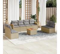 VIDAXL Salon 9 pcs mélange beige résine tressée