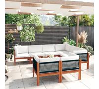 vidaXL Ensemble salon de jardin 10 pièces avec coussins Bois crème Acacia & corde