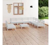 vidaXL Ensemble salon de jardin 10 pièces pin massif blanc