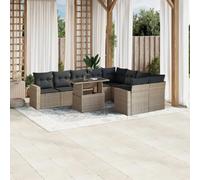 vidaXL Ensemble de 10 canapés de jardin avec coussins gris clair Poly rotin