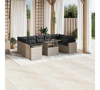 vidaXL Ensemble de 10 canapés de jardin avec coussins gris clair Poly rotin