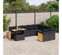 vidaXL Salon de jardin 10 pcs - Noir