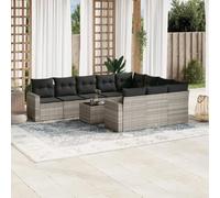 vidaXL Salon de jardin 11 pcs avec rangement - Gris clair