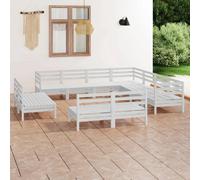 vidaXL Ensemble salon de jardin 11 pièces pin massif blanc