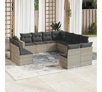 vidaXL Salon de jardin 11 pcs - Gris clair