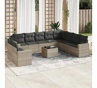 vidaXL Salon de jardin 11 pcs - Gris clair