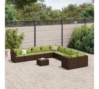 vidaXL Salon de jardin 11 pcs - Marron Résine tressée