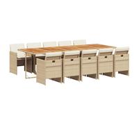 vidaXL Salon de jardin 11 pièces avec coussins Beige Poly Rattan