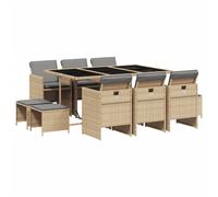 vidaXL Salon de jardin 11 pièces avec coussins Mélange beige Poly rotin
